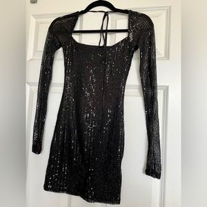Lucy in the Sky black sequin mini dress. size extra small.
